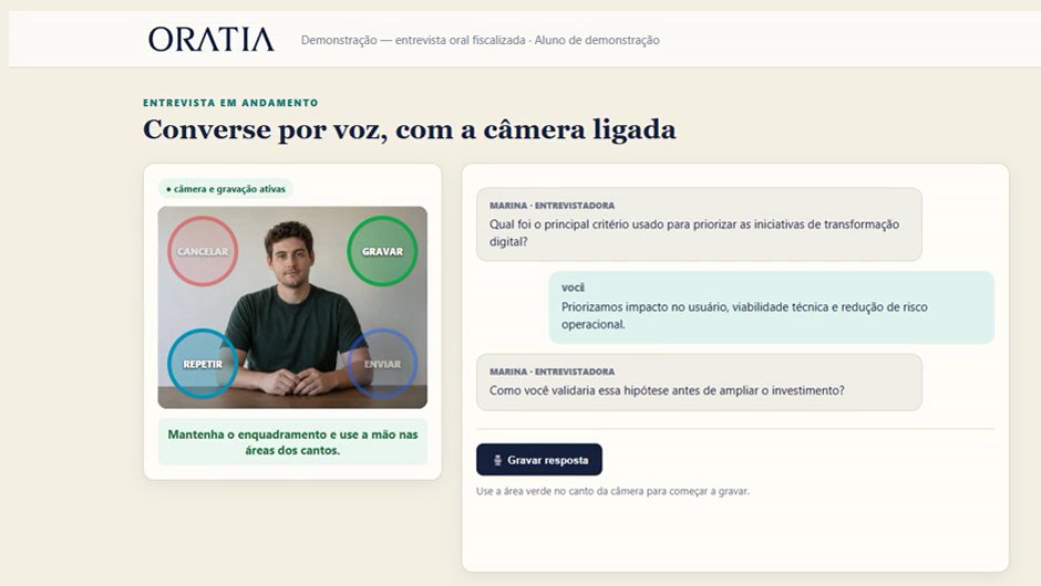 Tela do aluno durante a entrevista por voz, com a câmera ligada